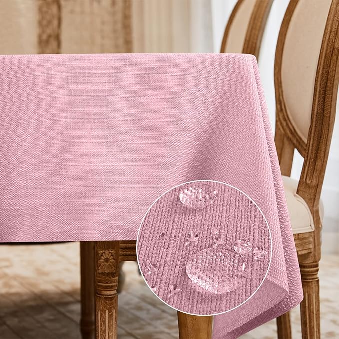 BALCONY & FALCON Rectangle Tablecloth Washable Wrinkle Resistant Water Proof Table Cloth Decorative Fabric Tablecloths for Valentines Day Dining Parties Kitchen Wedding Outdoor Use (Light Pink, 55x70)