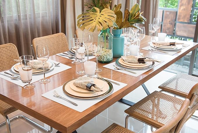 homing Faux Leather Heat Resistant Placemats 4 Packs, Waterproof Wipeable Dining PU Place Mats for Indoor & Outdoor, Easy to Clean, White