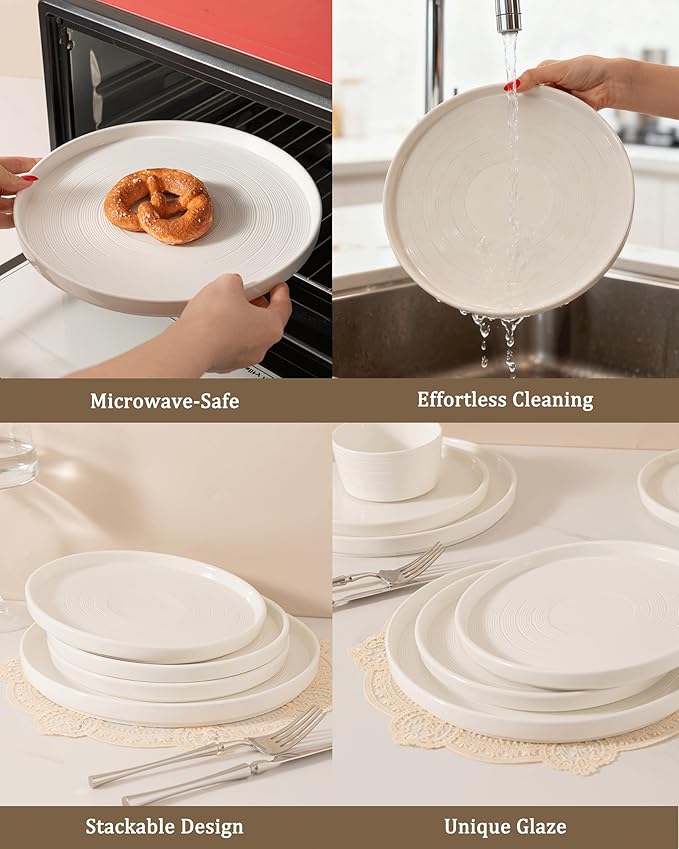 Dinnerware sets plates and bowls sets modern plates,Ceramic Dinnerware Sets,12 Pieces Porcelain Lightweight Plates,Scratch Resistant Dish Set (style - 10, 4 - Set (12pcs))