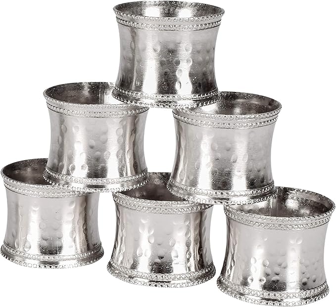 CLEENTABLE Napkin Rings 12 Pcs Decorative Metal Napkin Holder Buckles, Fall Thanksgiving Christmas Napkin Rings, Napkins Rings for Dinner Table Decor, Wedding, Banquet, Party, Easter (Silver)