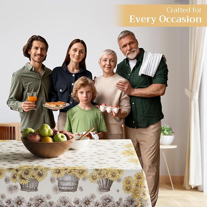 Maison d' Hermine Table Cloth Square Table 100% Cotton 54 x 54 Inches Fall Tablecloth Reusable Everyday Use for Thanksgiving Christmas Decorations Dining Farmhouse Party (Bagatelle)