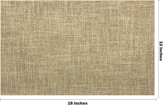 Rilassato Textile Placemats, Set of 4 Heat-Resistant Placemats for Kitchen Table, Washable Durable Linen Table Mats Woven Placemats (4, Khaki)