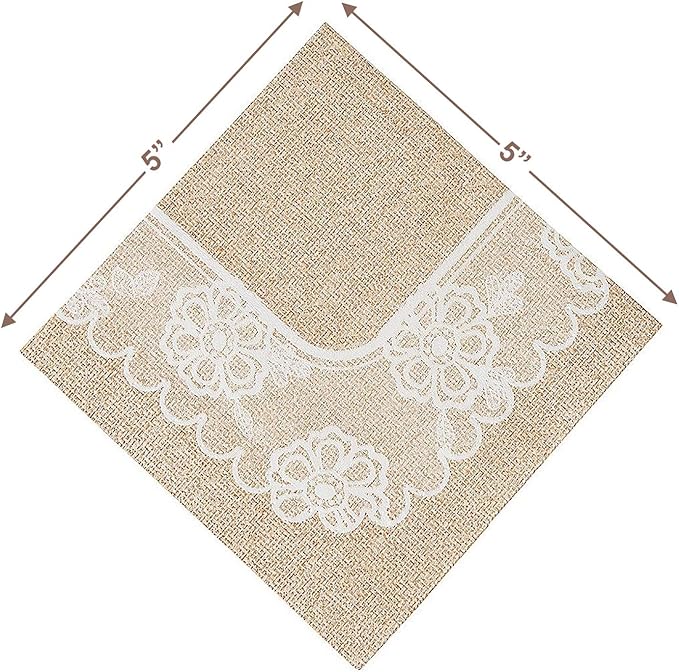 HOME & HOOPLA Wedding Party and Bridal Shower Rustic Burlap and Lace Paper Dessert Plates and Beverage Napkins (Serves 16)