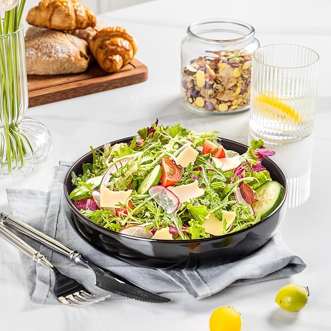 LERATIO 8.5'' Large Ceramic Pasta Bowls, 36oz Pasta Serving Bowls Set of 4 for Kitchen, Wide Bowls for Fruit,Pasta,Salad,Oatmeal,Meal, Microwave Safe, Reactive Glaze