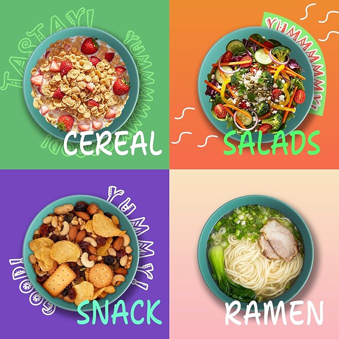 Wheat Straw Bowls Set of 6, 26 OZ Unbreakable Cereal Bowls for Family Meals, Reusable Dishes for Soup, Salad, Snacks, Microwave and Dishwasher Safe, for Kitchen, Camping, RV, Green