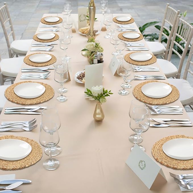 Kochorie Set of 36 Round Woven Placemats 12-Inch Natural Water Hyacinth Plant Placemats Hand-Woven Boho Rattan Placemat Wicker Weave Table Mats for Home Table Farmhouse