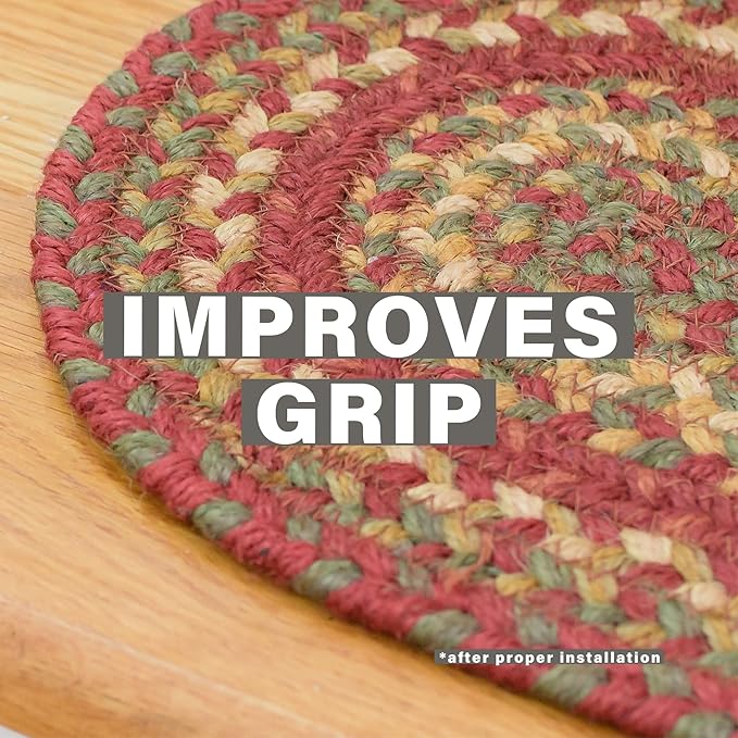 Homespice Cider Barn Jute Braided Stair Treads for Wooden Steps, Country Primitive Decor, Set of 13, Red 8x28 Rectangle Rugs for Stairs - Easy to Clean, Tightly Stitched and Durable