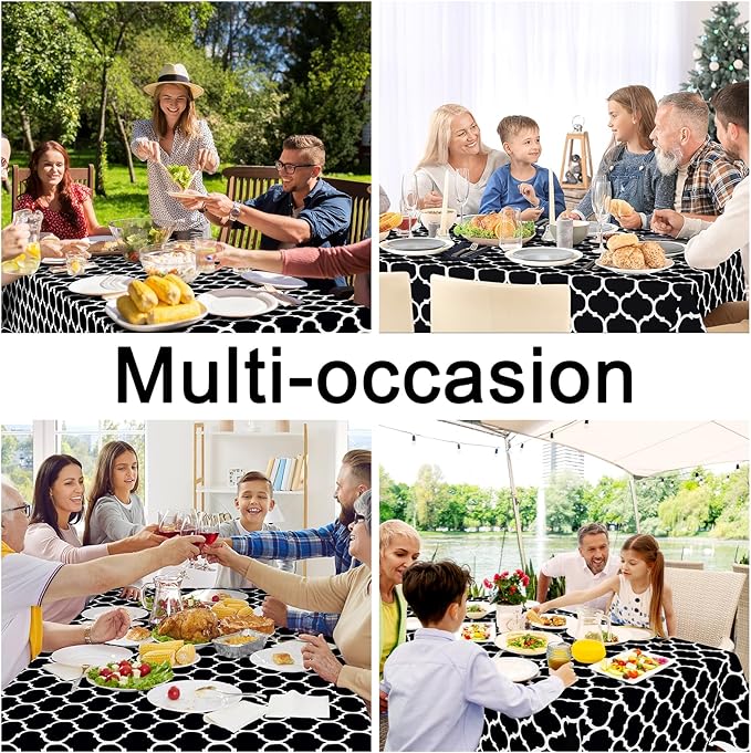 Smiry Rectangle Table Cloth, Waterproof Vinyl Tablecloth with Flannel Backing for Rectangle Tables, Wipeable Spillproof Plastic Tablecloths for Dining, Camping, Indoor and Outdoor (60"x102", Black)