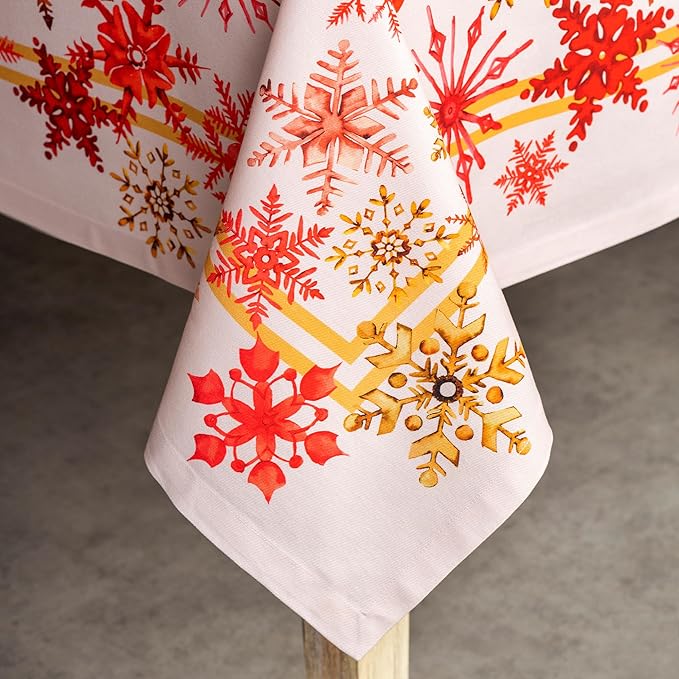 Maison d' Hermine Table Cloth Rectangle Table 100% Cotton 60 x 120 Inches Fall Tablecloth Reusable Everyday Use for Thanksgiving Christmas Decorations Dining Farmhouse Party (Crystal Star)