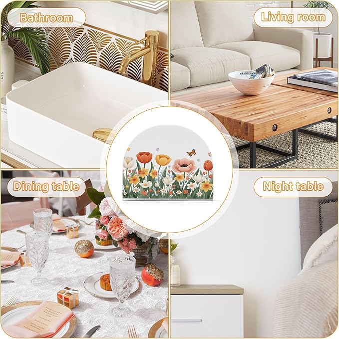 Tulips Daffodils Spring Flowers03 Napkin Holder for Table Kitchen Decor Acrylic Paper Napkin Holders for Tissue Dining Room Indoor Outdoor Party Holiday Accessories