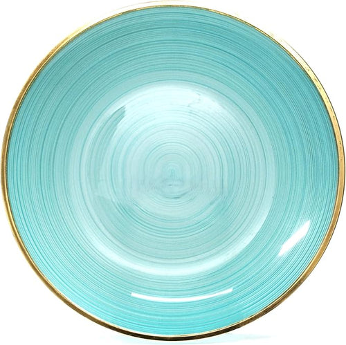 " OCCASIONS " 50 Plates Pack (25 Guests)-Wedding Party Disposable Plastic Plate Set -25 x 10'' Dinner + 25 x 7'' Salad & Dessert plates (Belize in Aqua & Gold)