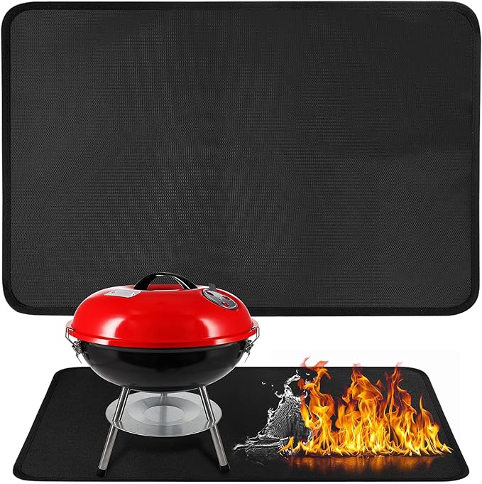 SUNICO Heat Resistant Mats for Countertop and Grill Table, Fireproof Small Grill Mats for Outdoor Grill Table Mat, Portable Charcoal and Gas Grill, Hibachi Grill, Pizza Oven 15x18x0.04in, Black