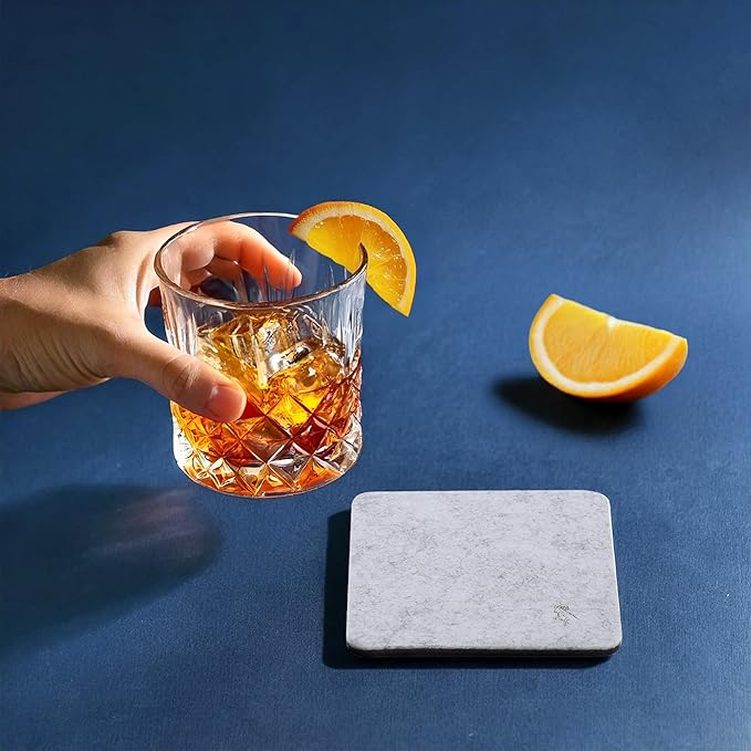A&A Wonders Premium Felt Coasters for Drink, Two-Tone Reversible, Absorbent Felt Protects Furniture, Table, Anti Slip, Suitable for Drinks & All Table Types (Light Gray/Dark Gray, Square 6 Pack)