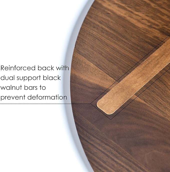 24 Inch Round Lazy Susan Turntable, 0.8” Thick Solid Black Walnut Rotating Tray with 12" Wide Swivel Base, Reinforced Back for Non-Deforming, 100% FSC Certified for Dining Table