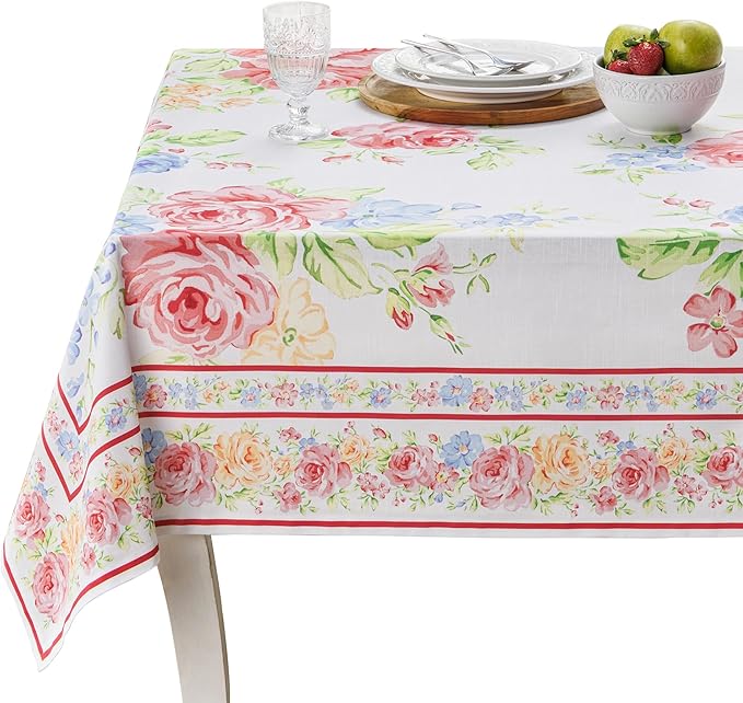 Maison d' Hermine Table Cloth Rectangle Table 100% Cotton 60 x 120 Inches Tablecloth Reusable Decorative for Dining Room Farmhouse Home Valentines Day Decorations Spring Summer - Vintage Floral