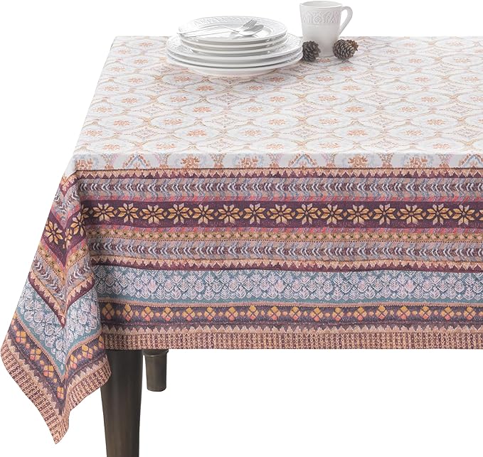 Maison d' Hermine Table Cloth Rectangle Table 100% Cotton 60 x 120 Inches Fall Tablecloth Reusable Everyday Use for Thanksgiving Christmas Decorations Dining Farmhouse Party (Fair Isle)