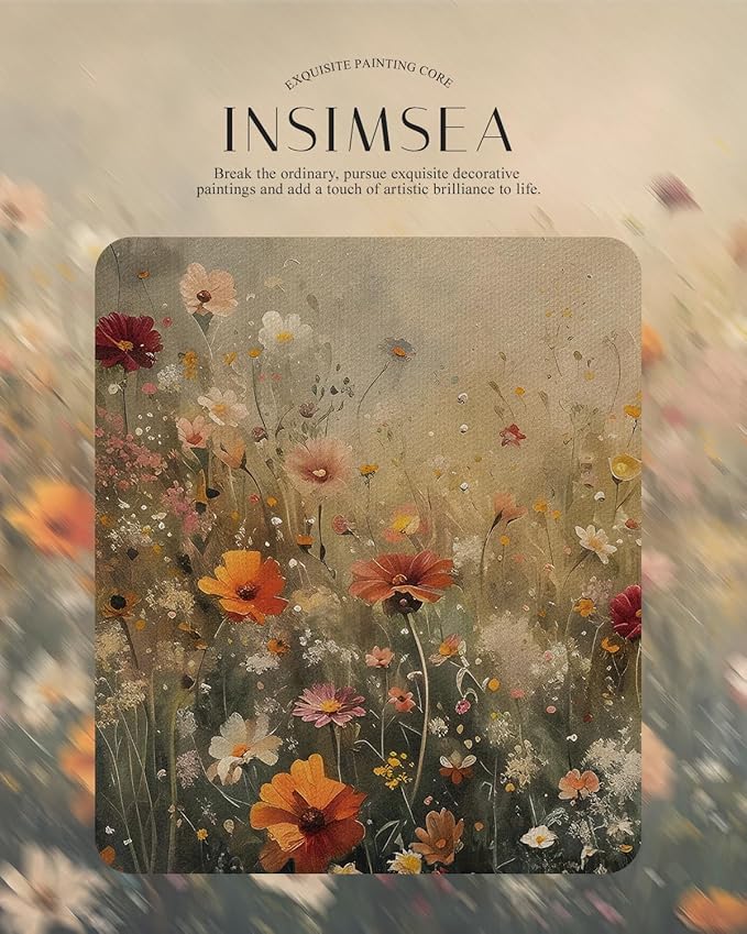 InSimSea Retro Gold Framed Wall Art, Vintage Nature Landscape Flower Wildflower Canvas Print Home Wall Decor, Landscape Farmhouse Decor, Antique Picture Frame Retro Paintings, 11x14 Inch