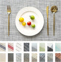 Placemats Set of 12 Vinyl/Plastic Woven Place Mats for Kitchen Table Indoor/Outdoor Washable Placemat Wipeable Dining Table Mats (Grey,12)