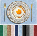 Cloth Placemats Set of 6, Cotton Linen Blend Machine Washable Double Layered Place Mats, Heat Resistant Placemats Wrinkle Free Thick Fabric Dining Table Mats for Indoors & Outdoors (Light Blue, 6)