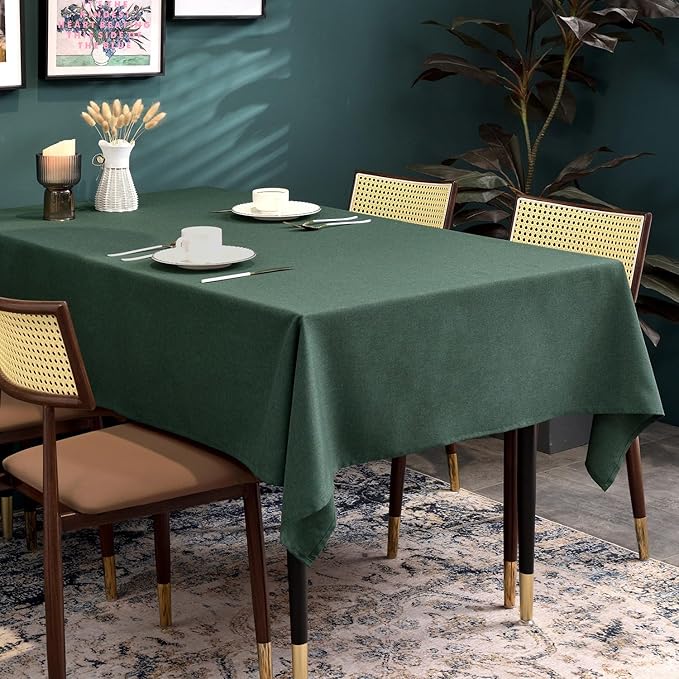 BALCONY & FALCON Table Cloth – Waterproof, Wrinkle Resistant & Washable Rectangle Tablecloth and Table Cover for Dining Room, Kitchen, Outdoor, Party & Birthday Use (Hunter Green, 47" x 63")