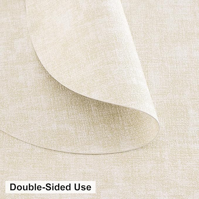 homing Round Faux Leather Placemat and Coaster 4 Packs, Washable Heat Resistant Dining Place Mats, Wipeable Double-Sided Table Mats for Indoor and Outdoor, Diameter 13 and 3.93 inch, Beige