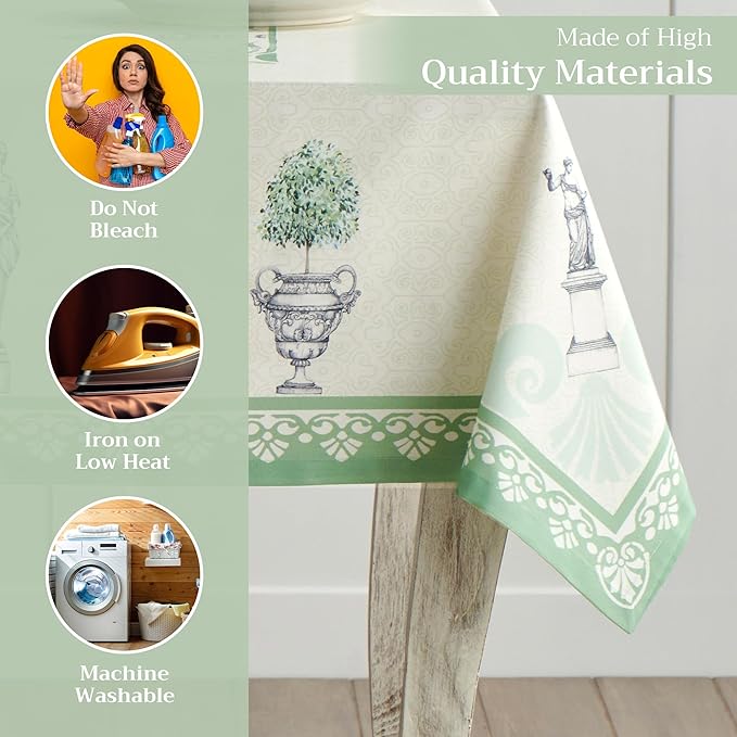 Maison d' Hermine Table Cloth Square Table 100% Cotton 54 x 54 Inches Tablecloth Reusable Decorative for Dining Room Farmhouse Home Valentines Day Decorations Spring Summer - Jardin Du Roy