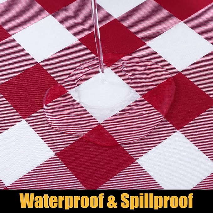 Smiry Rectangle Picnic Table Cloth, Elastic Waterproof Fitted Vinyl Tablecloths, Flannel Backed Buffalo Plaid Table Covers for Dining, Camping, Outdoor (Burgundy and White, 24" x 48")