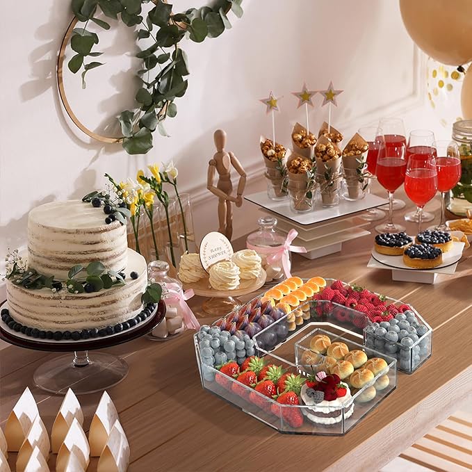 13.8" Acrylic Letter Charcuterie Tray, Charcuterie Letters Fillable Box for Food, Reusable Serving Cake Candy Dish Display Tray for Birthday Anniversary Party Decoration (Letter G)