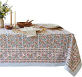 ATOSII Kalina 100% Cotton Fall Rectangle Tablecloth, Handblock Print Floral Table Cloth for Kitchen Dining Linen I Weddings Outdoors Easter Spring Summer I 72 X 108 Inches I 8 Seater