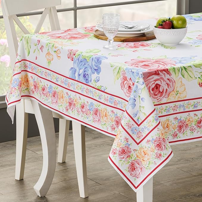 Maison d' Hermine Table Cloth Rectangle Table 100% Cotton 70 x 120 Inches Tablecloth Reusable Decorative for Dining Room Farmhouse Home Valentines Day Decorations Spring Summer - Vintage Floral