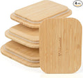 Natural Bamboo Lids Set for Food Storage Glass Containers (4pcs) - Lids are compatible with all Glass Food Storage Containers Sets