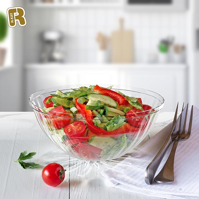 R-kay 6 Pack Extra Large Serving Bowl - 150 Ounce Plastic Serving Bowls For Entertaining - Clear Plastic Bowls For Salads And Snacks - Disposable bowls For All Occasions