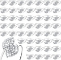 Hotop 24 Pcs Silver Holiday Napkin Rings Set Silver Bling Winter Napkin Rings Bulk Metal Leaves Holders Rhinestone Buckle for Wedding Christmas Dinner Gather Party Prom Table Decoration