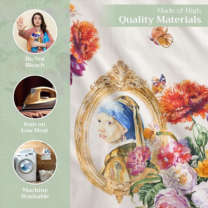 Maison d' Hermine Cloth Napkins Set of 4 100% Cotton Everyday Reusable Square Napkins Cloth Washable Dinner Party Wedding Restaurant Valentines Day Decorations Spring/Summer (Masterpiece, 20" x 20")
