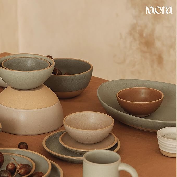 MORA Small Bowls Set of 4, 16oz Ceramic Pottery Dessert Bowls - Microwave, Oven and Dishwasher Safe - Terracotta