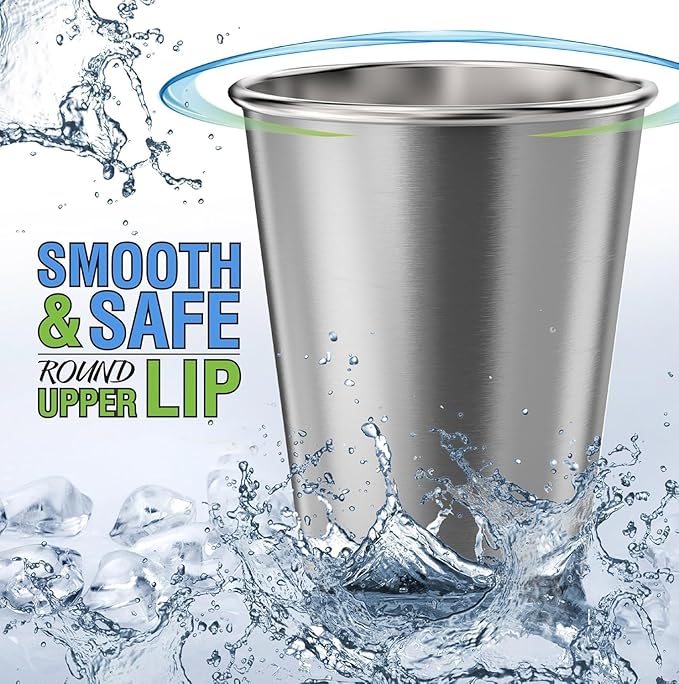 CHILLOUT LIFE Stainless Steel Kids Cups 8 oz - Stainless Steel Small Children Cups for Home & Outdoor Activities, BPA Free Unbreakable Premium Stackable Metal Drinking Glasses (8-Pack)