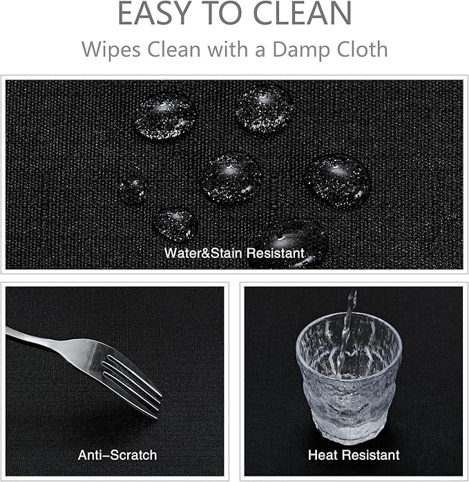 Rectangle Tablecloth Waterproof 60x104 inch Linen Textured Table Cloth Stain and Wrinkle Resistant Washable, Decorative Fabric Table Cover for Dining, Party and Camping, Black