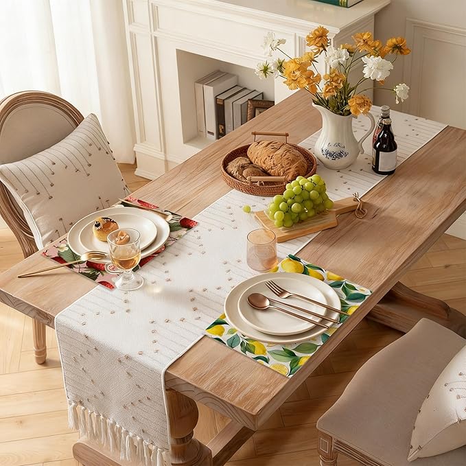 Tropical Fruit 12x18 Inch Placemats Set of 6 - Waterproof, Non-Slip & Washable Boho Colorful Table Mats for Kitchen & Dining Table Placemats