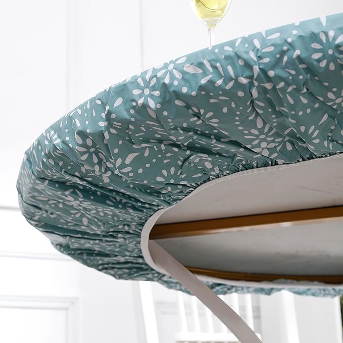 Walrus Round Vinyl Fitted Tablecloth with Flannel Backing Elastic Edge Design Table Cover Waterproof Oil-Proof PVC Table Cloth Stain-Resistant Best for 45"-56" Round