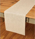 Solino Home Linen Short Table Runner 48 Inches - Athena, 100% Pure Linen Champagne Beige Table Runner 14 x 48 Inch Ideal for Dresser and Coffee Tables - Spring, Easter