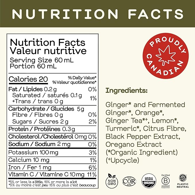 Greenhouse Juice Organic Fiery Ginger & Turmeric Wellness Shot, Anti-Inflammatory, Immune Support, Vegan & Gluten-Free, 12-Count 60ml Glass Bottles