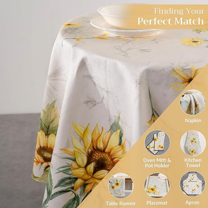 Maison d' Hermine Table Cloth Round Table 100% Cotton 69 Round Inches Tablecloth Reusable Decorative for Dining Room Farmhouse Home Valentines Day Decorations Spring Summer - Jardin D'Ete - Fog