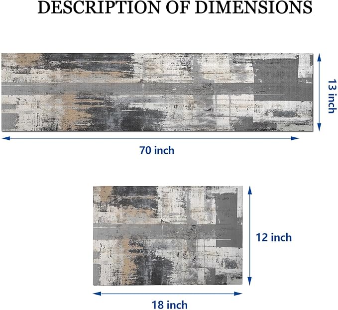 Mcalk Grey Table Runner and Placemats Set of 6, Abstract Black Placemats, Modern Cloth Place Mats Indoor for Kitchen,Washable Linen Material for Dining Table