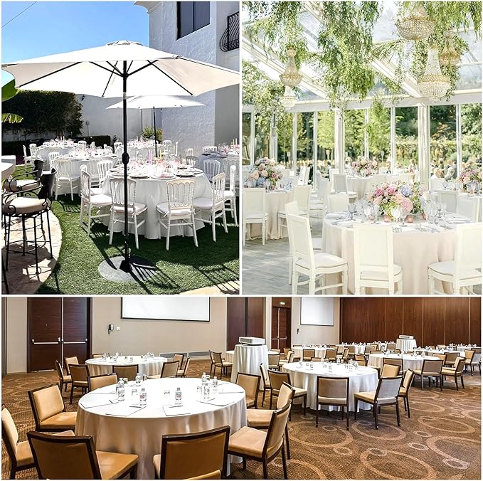 12 Pack Round Tablecloth 120 Inch Cloth White Tablecloth for Round Tables, Washable Polyester Table Cloth Stain and Wrinkle Resistant Decorative Table Cover for Wedding Party Dining Banquet