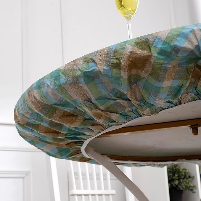 Walrus Round Vinyl Fitted Tablecloth with Flannel Backing Elastic Edge Design Table Cover Waterproof Oil-Proof PVC Table Cloth Stain-Resistant Best for 45"-56" Round