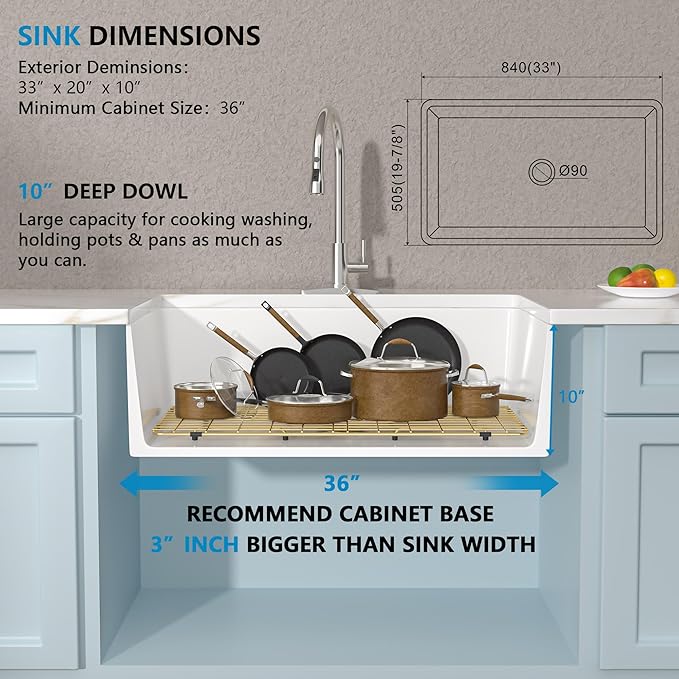 33 Farm Sink White - Fulorni 33"x20" Farmhouse Kitchen Sink Flat Apron Front White Ceramic Porcelain Fireclay Single Bowl Farmer Style Basin
