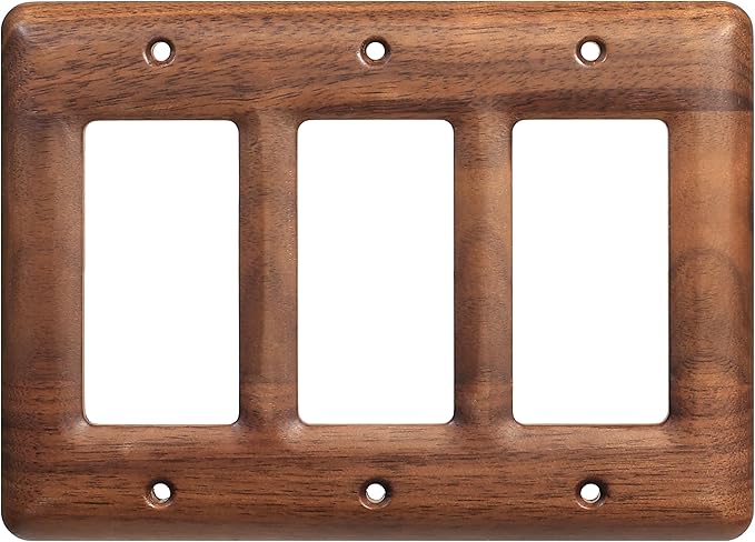 North American Walnut Triple Wall Plate Decorative 3-Switch Light Cover Plate for Elegant Room Design