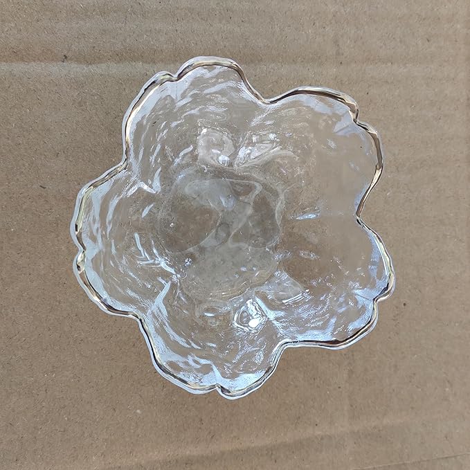 Clear Glass Jewelry Trinket Dish, Cherry Blossom Decor Ring Holder Tray, Small Trinket Bowl Gifts for Women