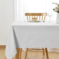 JIUZHEN Faux Linen Rectangle Tablecloth, Wrinkle Stain Resistant Farmhouse Textured Table Cloth Decorative Fabric for Kitchen, Dining, Party, Wedding,Outdoor Use,70 x 90 Inch,White