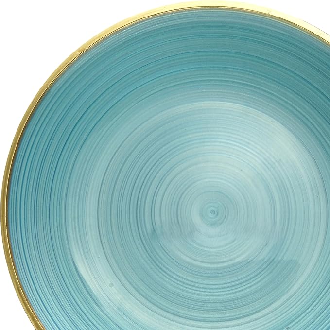 " OCCASIONS " 50 Plates Pack (25 Guests)-Wedding Party Disposable Plastic Plate Set -25 x 10'' Dinner + 25 x 7'' Salad & Dessert plates (Belize in Blue & Gold)